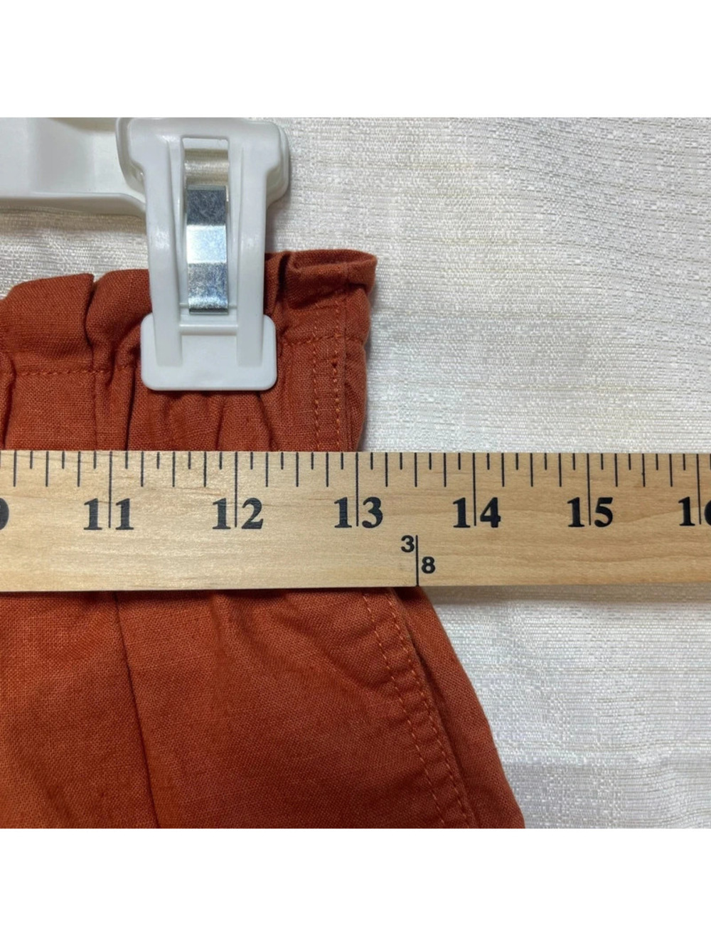 Uniqlo Women's Rust Paperbag Linen Cotton Shorts Drawstring XS - Picture 6 of 7